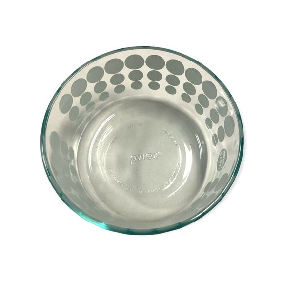 Pyrex 1915 White Polka Dot Clear Glass Bowl 1 Quart With Lid Anniversary Retro - Picture 5 of 5